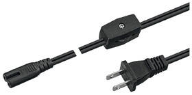 Hafele 833.89.213 Mains lead, Specialty Power Cord, C7 socket,Country-specific, 2500 mm, plug type: US, with manual switch