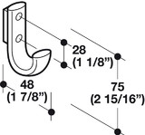 Hafele Wardrobe Hook, HEWI, Polyamide, 75 x 24 mm (H x W)