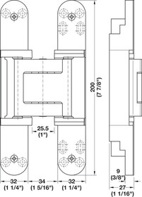 Hafele 924.19.374 Concealed Hinge,Tectus Te 540 3D A8 3D Adjustable,Size 200 mm,Bronze Finish Light