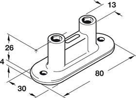 Hafele 942.44.030 Lower Guide, Floor Mounted,HAWA Junior 80/M, Gray plastic