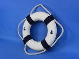 Handcrafted Model Ships 10-Blue-New-Anchor-Lifering-Xmas Classic White Decorative Anchor Lifering With Blue Bands Christmas Ornament 10