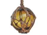 Handcrafted Model Ships 3 Amber Glass - Old Amber Japanese Glass Ball Fishing Float With Brown Netting Decoration 3