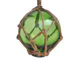Handcrafted Model Ships 3 Green Glass - Old Green Japanese Glass Ball Fishing Float With Brown Netting Decoration 3