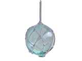 Handcrafted Model Ships 4 Light Blue Glass - NEW Light Blue Japanese Glass Ball Fishing Float With White Netting Decoration 4