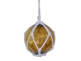 Handcrafted Model Ships 6 Amber Glass - NEW Amber Japanese Glass Ball Fishing Float With White Netting Decoration 6
