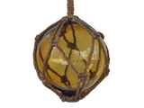 Handcrafted Model Ships 6 Amber Glass - Old Amber Japanese Glass Ball Fishing Float With Brown Netting Decoration 6