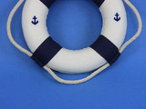 Handcrafted Model Ships 6-Blue-New-Anchor-Lifering-X Classic White Decorative Anchor Lifering With Blue Bands Christmas Ornament 6