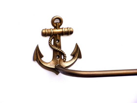 Handcrafted Model Ships ABTH-1002-AN Antique Brass Anchor Bath Towel Holder 28"