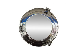 Handcrafted Model Ships AL48610C Deluxe Class Chrome Porthole Mirror 17"