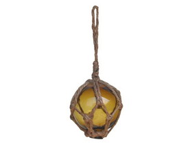 Handcrafted Model Ships Amber-Glass-3-Old-X Amber Japanese Glass Ball Fishing Float Decoration Christmas Ornament 3"