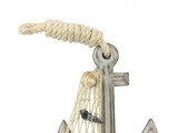 Handcrafted Model Ships Anchor-303-H Wooden Whitewashed Decorative Anchor with Hook 7"