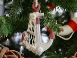 Handcrafted Model Ships Anchor-Red-XMASS Rustic Red Decorative Anchor Christmas Tree Ornament