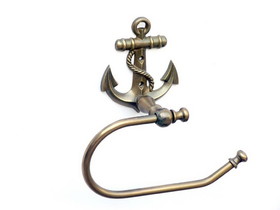 Handcrafted Model Ships ANTLPH-5001-AN Antique Brass Anchor Toilet Paper Holder 10"