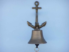 Handcrafted Model Ships Bl-2018-1-AN Antique Brass Hanging Anchor Bell 8"