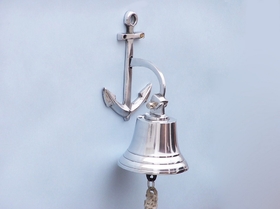 Handcrafted Model Ships BL-2018-1-CH Chrome Hanging Anchor Bell 8"
