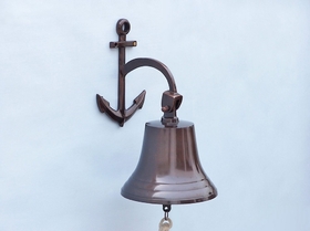 Handcrafted Model Ships BL-2018-3-AC Antique Copper Hanging Anchor Bell 12"