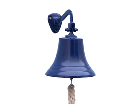 Handcrafted Model Ships BL-2019-9-Blue Solid Brass Hanging Ships Bell 11" - Blue