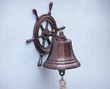 Handcrafted Model Ships BL-2026-1-AC Antique Copper Hanging Ship Wheel Bell 7