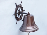 Handcrafted Model Ships BL-2026-2-AC Antique Copper Hanging Ship Wheel Bell 8