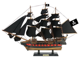 Handcrafted Model Ships Black-Falcon-26-Black-Sails Wooden Captain Kidd's Black Falcon Black Sails Limited Model Pirate Ship 26"