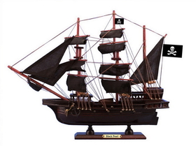 Handcrafted Model Ships Black-Pearl-Black-Sails-15 Wooden Black Pearl Black Sails Pirate Ship Model 15"