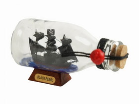 Handcrafted Model Ships Black-Pearl-Bottle-5 Black Pearl Pirate Ship in a Glass Bottle 5"