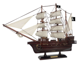 Handcrafted Model Ships Black-Pearl-White-Sails-20 Wooden Black Pearl White Sails Pirate Ship Model 20"