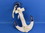 Handcrafted Model Ships Blue-White-Anchor-13 Wooden Rustic Blue/White Anchor w/ Hook Rope and Shells 13"