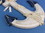 Handcrafted Model Ships Blue-White-Anchor-13 Wooden Rustic Blue/White Anchor w/ Hook Rope and Shells 13"
