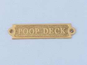 Handcrafted Model Ships BR48236 Solid Brass Poop Deck Sign 6"