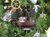 Handcrafted Model Ships Caribbean Pirate 7-XMASS Wooden Caribbean Pirate Ship Model Christmas Tree Ornament