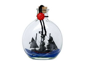 Handcrafted Model Ships Caribbean-Pirate-Bottle-4 Caribbean Pirate Model Ship in a Glass Bottle 4"
