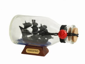 Handcrafted Model Ships Caribbean-Pirate-Bottle-5 Caribbean Pirate Model Ship in a Glass Bottle 5"