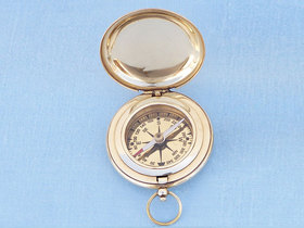 Handcrafted Model Ships CO-0601 Solid Brass Captain's Push Button Compass 3"