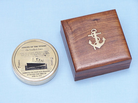 Handcrafted Model Ships CO-0653 - TIT Solid Brass RMS Titanic Compass 4" w/ Rosewood Box