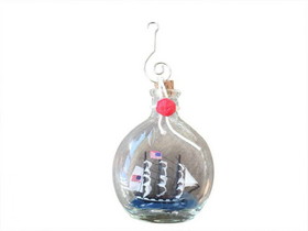 Handcrafted Model Ships ConBottle4-x USS Constitution Model Ship in a Glass Bottle Christmas Ornament 4"