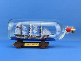 Handcrafted Model Ships Eagle-Bottle United States Coast Guard USCG Eagle Model Ship In A Glass Bottle 9"