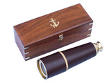 Handcrafted Model Ships FT-0212 Deluxe Class Admiral's Brass - Leather Spyglass Telescope 27