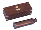 Handcrafted Model Ships FT-0224AC Deluxe Class Captain's Antique Copper Spyglass Telescope 15" with Rosewood Box