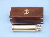 Handcrafted Model Ships FT-0224 Deluxe Class Solid Brass Captain's Spyglass Telescope 15" w/ Rosewood Box