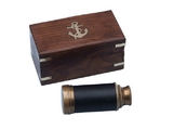 Handcrafted Model Ships FT-0240-ANL Deluxe Class Scout's Antique Brass Leather Spyglass Telescope 7