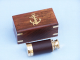 Handcrafted Model Ships FT-0241 Deluxe Class Scout's Brass - Leather Spyglass Telescope 7" w/ Rosewood Box