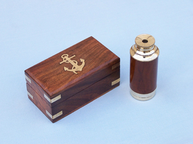 Handcrafted Model Ships FT-0242 Deluxe Class Solid Brass - Wood Scout's Spyglass Telescope 7" w/ Rosewood Box