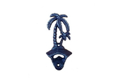 Handcrafted Model Ships G-20-027-Solid-Dark-Blue Rustic Dark Blue Cast Iron Wall Mounted Palm Tree Bottle Opener 6