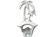 Handcrafted Model Ships g-20-027-W Rustic Whitewashed Cast Iron Wall Mounted Palmtree Bottle Opener 6