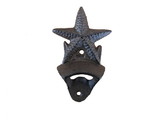 Handcrafted Model Ships G-20-028-Cast-Iron Cast Iron Wall Mounted Starfish Bottle Opener 6"