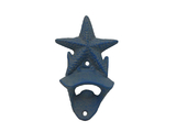 Handcrafted Model Ships G-20-028-LIGHT-BLUE Rustic Light Blue Cast Iron Wall Mounted Starfish Bottle Opener 6