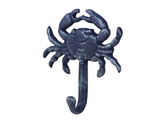 Handcrafted Model Ships G-54-725-DARK-BLUE Rustic Blue Whitewashed Cast Iron Wall Mounted Crab Hook 5