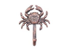 Handcrafted Model Ships G-54-725-RC Rustic Copper Cast Iron Wall Mounted Crab Hook 5"