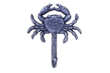 Handcrafted Model Ships G-54-725-Solid-Dark-Blue Rustic Dark Blue Cast Iron Wall Mounted Crab Hook 5